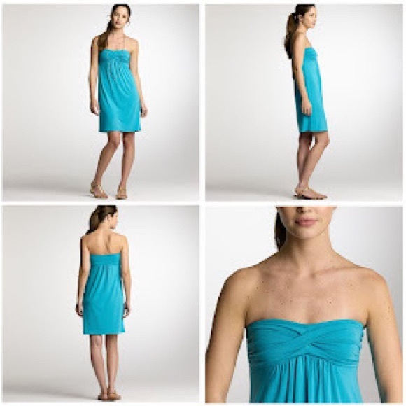J. Crew - Dressy Jersey Twisted Front Strapless Dress in Papaya Coral - Picture 5 of 6